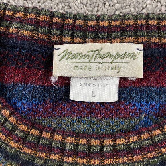 Vintage Norm Thompson Sweater Men's Large Alpaca Wool Cosby Biggie Italy 90s - Picture 4 of 8